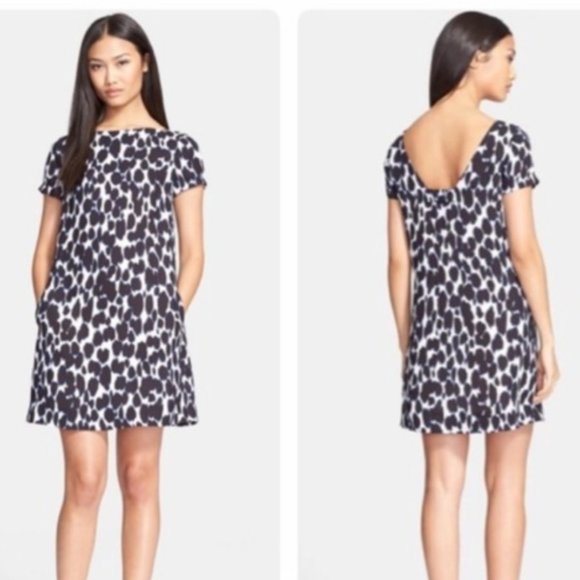 kate spade Dresses & Skirts - Kate Spade blue leopard bow back swing dress 8